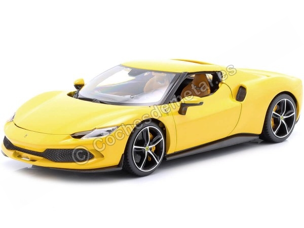 Cochesdemetal.es 2021 Ferrari 296 GTB Hybrid 830HP V6 Amarillo 1:18 Bburago 16018