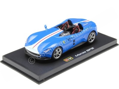 Cochesdemetal.es 2018 Ferrari Monza SP2 Barchetta Biposto Azul/Blanco 1:43 Bburago Signature Series 36913