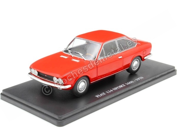 Cochesdemetal.es 1970 Fiat 124 Sport 1600 Rojo "Coches Inolvidables" 1:24 Editorial Salvat ES57