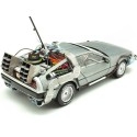 CARSDEMETAL.ES 1989 Dellorean DMC 12 avec accessoires et lumières "Trilogy Back to the Future" 1:18 Hot Wheels Super Elite Bly44