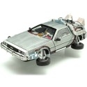 CARSDEMETAL.ES 1989 Dellorean DMC 12 avec accessoires et lumières "Trilogy Back to the Future" 1:18 Hot Wheels Super Elite Bly44