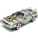 CARSDEMETAL.ES 1989 Dellorean DMC 12 avec accessoires et lumières "Trilogy Back to the Future" 1:18 Hot Wheels Super Elite Bly44