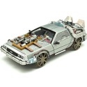 CARSDEMETAL.ES 1989 Dellorean DMC 12 avec accessoires et lumières "Trilogy Back to the Future" 1:18 Hot Wheels Super Elite Bly44