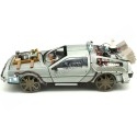 CARSDEMETAL.ES 1989 Dellorean DMC 12 avec accessoires et lumières "Trilogy Back to the Future" 1:18 Hot Wheels Super Elite Bly44