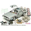 CARSDEMETAL.ES 1989 Dellorean DMC 12 avec accessoires et lumières "Trilogy Back to the Future" 1:18 Hot Wheels Super Elite Bly44