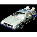 CARSDEMETAL.ES 1989 Dellorean DMC 12 avec accessoires et lumières "Trilogy Back to the Future" 1:18 Hot Wheels Super Elite Bly44