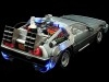 CARSDEMETAL.ES 1989 Dellorean DMC 12 avec accessoires et lumières "Trilogy Back to the Future" 1:18 Hot Wheels Super Elite Bly44