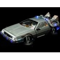 CARSDEMETAL.ES 1989 Dellorean DMC 12 avec accessoires et lumières "Trilogy Back to the Future" 1:18 Hot Wheels Super Elite Bly44