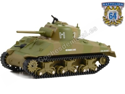 Cochesdemetal.es 1944 M4 Sherman Tank U.S. Army World War II "Battalion 64 Series 3" 1:64 Greenlight 61030B