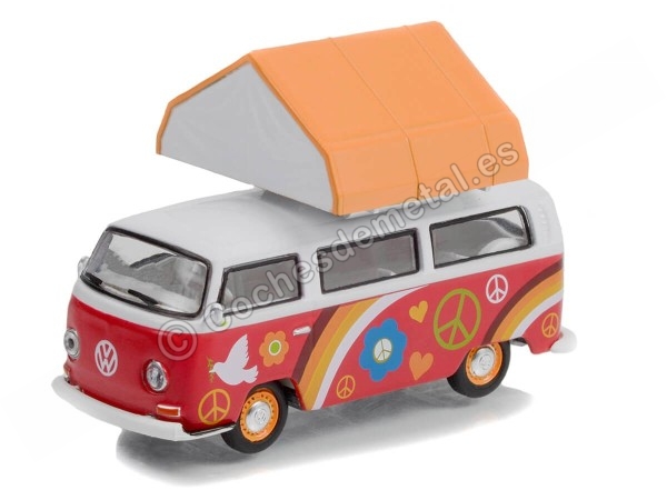 Cochesdemetal.es 1968 Volkswagen Type 2 Peace and Love "The Great Outdoors Series 2" 1:64 Greenlight 38030A