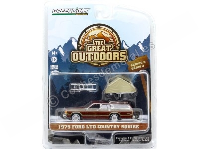 Cochesdemetal.es 1979 Ford LTD Country Squire "The Great Outdoors Series 2" Marrón 1:64 Greenlight 38030C 2