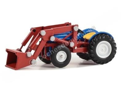 Cochesdemetal.es 1950 Tractor Ford 8N con Pala Frontal "Down on the Farm Series 8" Rojo/Azul 1:64 Greenlight 48080A