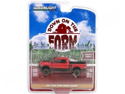 Cochesdemetal.es 2017 Dodge Ram 2500 Power Wagon "Down on the Farm Series 8" Rojo Sucio 1:64 Greenlight 48080E 2