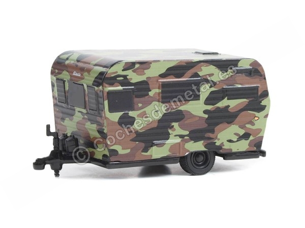 Cochesdemetal.es 1958 Caravana Siesta 17 "Hitched Homes series 13" Camuflaje 1:64 Greenlight 34130B