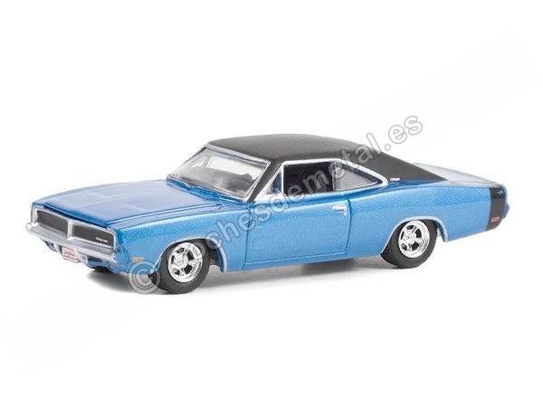 Cochesdemetal.es 1969 Dodge Charger "Barrett Jackson Series 11" Azul/Negro 1:64 Greenlight 37270B