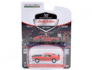 Cochesdemetal.es 1969 Ford Mustang Fastback Custom "Barrett Jackson Series 11" Rojo/Negro 1:64 Greenlight 37270C 2