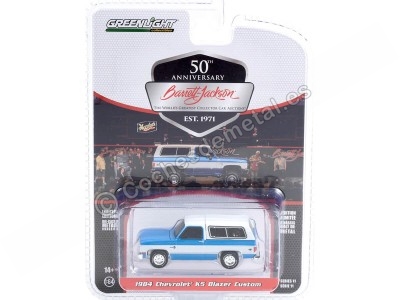 Cochesdemetal.es 1984 Chevrolet K5 Blazer "Barrett Jackson Series 11" Azul/Blanco 1:64 Greenlight 37270D 2