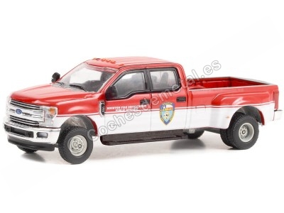 Cochesdemetal.es 2019 Ford F-350 Bomberos Huston "Dually Drivers Series 11" Rojo/Blanco 1:64 Greenlight 46110D