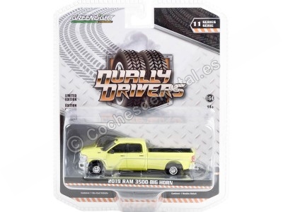 Cochesdemetal.es 2019 Dodge Ram 3500 Big Horn "Dually Drivers Series 11" Amarillo Brillante 1:64 Greenlight 46110E 2