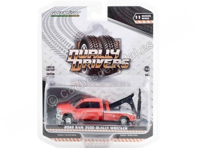 Cochesdemetal.es 2022 Dodge Ram 3500 Grúa "Dually Drivers Series 11" Rojo 1:64 Greenlight 46110F 2