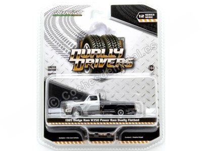 Cochesdemetal.es 1985 Dodge Ram W350 Power Ram "Dually Drivers Series 12" Plateado/Negro 1:64 Greenlight 46120B 2