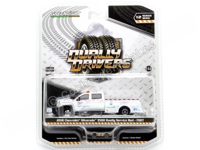 Cochesdemetal.es 2018 Chevrolet Silverado 3500 Dpto. Transportes Florida (FDOT) "Dually Drivers Series 12" Blanco 1:64 Greenl... 2