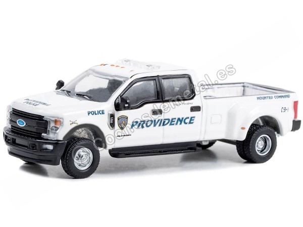 Cochesdemetal.es 2018 Ford F-350 Policía de Providence "Dually Drivers Series 12" Blanco 1:64 Greenlight 46120E