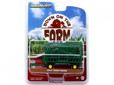 Cochesdemetal.es 1980 Remolque para Fardos "Down on the Farm Series 6" Verde 1:64 Greenlight 48060F 2