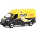 Cochesdemetal.es 2019 Ford Transit LWB Techo Alto Penzoil "Route Runners Series 5" Amarillo / Negro 1:64 Greenlight 53050C