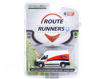 CARSDEMETAL.ES 2019 Dodge Ram Promaster 2500 Rôle élevé du service postal canadien "Route Runners Series 5" 1:64 Gree ... 2