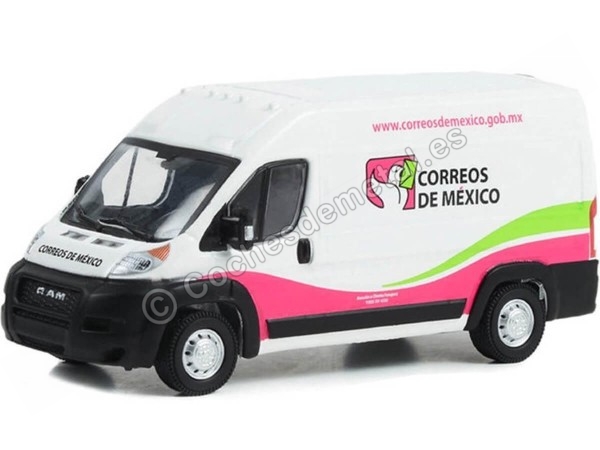 Cochesdemetal.es 2021 Dodge Ram ProMaster 2500 Cargo Techo Alto Servicio Postal Mexico "Route Runners Series 5" 1:64 Greenlig...