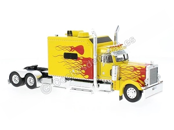 Cochesdemetal.es 2002 Peterbilt 379 Custom Amarillo/Rojo Decorado 1:43 IXO Models TR193.22