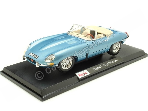 Cochesdemetal.es 1961 Jaguar Type "E" Cabriolet Azul Metalizado 1:18 Maisto 30165