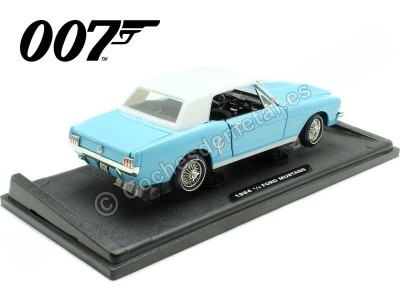 Cochesdemetal.es 1964 Ford Mustang 1/2 Hard Top "007 James Bond Operación Trueno" Azul 1:18 Motor Max 79834 2