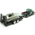 Cochesdemetal.es 1937 Ford Pickup Verde + Remolque Con Barco 1:24 Motor Max 73233 76012