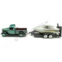 Cochesdemetal.es 1937 Ford Pickup Verde + Remolque Con Barco 1:24 Motor Max 73233 76012