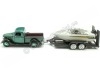 Cochesdemetal.es 1937 Ford Pickup Verde + Remolque Con Barco 1:24 Motor Max 73233 76012