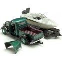 Cochesdemetal.es 1937 Ford Pickup Verde + Remolque Con Barco 1:24 Motor Max 73233 76012