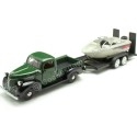 Cochesdemetal.es 1941 Plymouth Pickup Verde/Negro + Remolque Con Barco 1:24 Motor Max 73278-76012