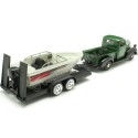 Cochesdemetal.es 1941 Plymouth Pickup Verde/Negro + Remolque Con Barco 1:24 Motor Max 73278-76012