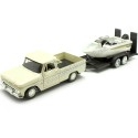 Cochesdemetal.es 1966 Chevrolet C10 Fleetside Beige + Remolque Con Barco 1:24 Motor Max 73355-76012