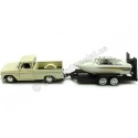 CARSDEMETAL.ES 1966 Chevrolet C10 Fleetside Beige + remorque avec bateau 1:24 MOTOR MAX 73355-76012