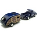 Cochesdemetal.es 1956 Ford F-100 Azul + Caravana Teardrop 1:24 Motor Max 73235 76083