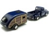 Cochesdemetal.es 1956 Ford F-100 Azul + Caravana Teardrop 1:24 Motor Max 73235 76083