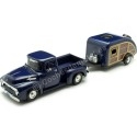 Cochesdemetal.es 1956 Ford F-100 Azul + Caravana Teardrop 1:24 Motor Max 73235 76083