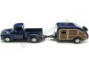 Cochesdemetal.es 1956 Ford F-100 Azul + Caravana Teardrop 1:24 Motor Max 73235 76083