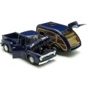 Cochesdemetal.es 1956 Ford F-100 Azul + Caravana Teardrop 1:24 Motor Max 73235 76083