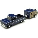 Cochesdemetal.es 1966 Chevrolet C10 Fleetside Azul + Caravana Teardrop 1:24 Motor Max 73355-76083