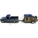 Cochesdemetal.es 1966 Chevrolet C10 Fleetside Azul + Caravana Tedrop 1:24 Motor Max 73355-76083