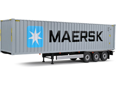 Cochesdemetal.es 2021 Trailer Semirremolque Porta Contenedores MAERSK Gris/Azul 1:24 Solido S2400505